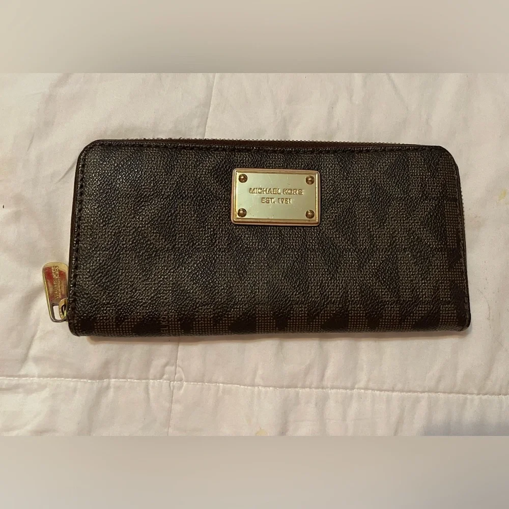 Michael Kors Dark Brown  Zip-Around Wallet